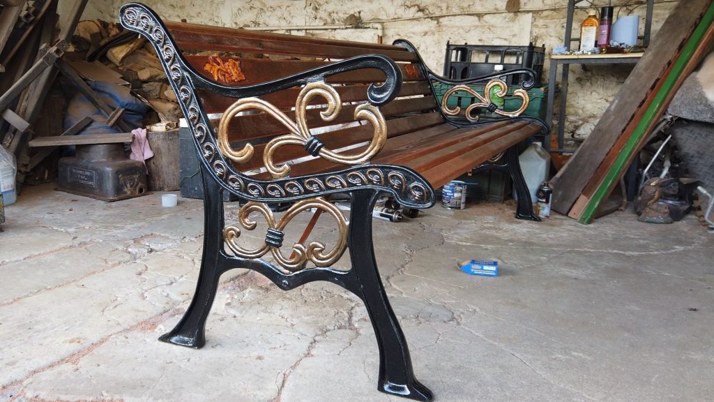 Mahogany and Cast Iron Bench